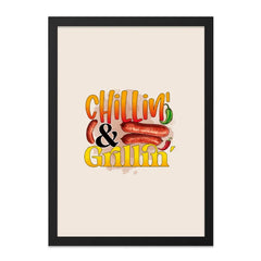 Chillin and Grillin Wall Art, Sausage Decor, Foodie Gift, Kitchen Print, BBQ Art, Home Decor, Funny Wall Art - Tawshia