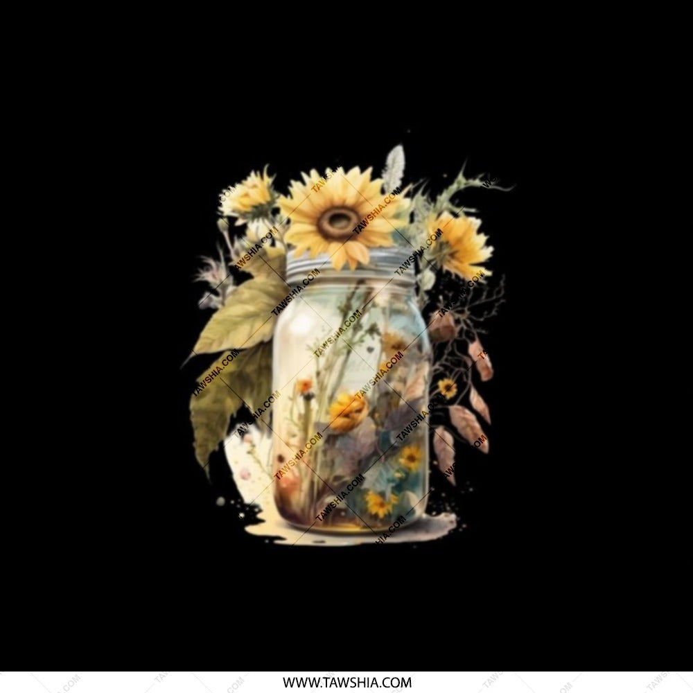 Sunflower Jar Pocket Mirror, Floral Art Compact Mirror, Unique Gift for Her, Cute Makeup Mirror, Pretty Travel Mirror, Handbag Mirror - Tawshia
