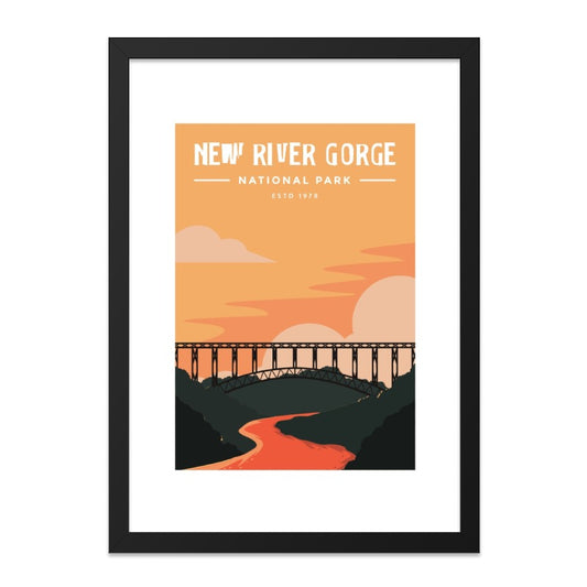 New River Gorge Wall Art, National Park Poster, Travel Print, Nature Art, Bridge Painting, West Virginia Decor, Vintage Style Art Print - Tawshia