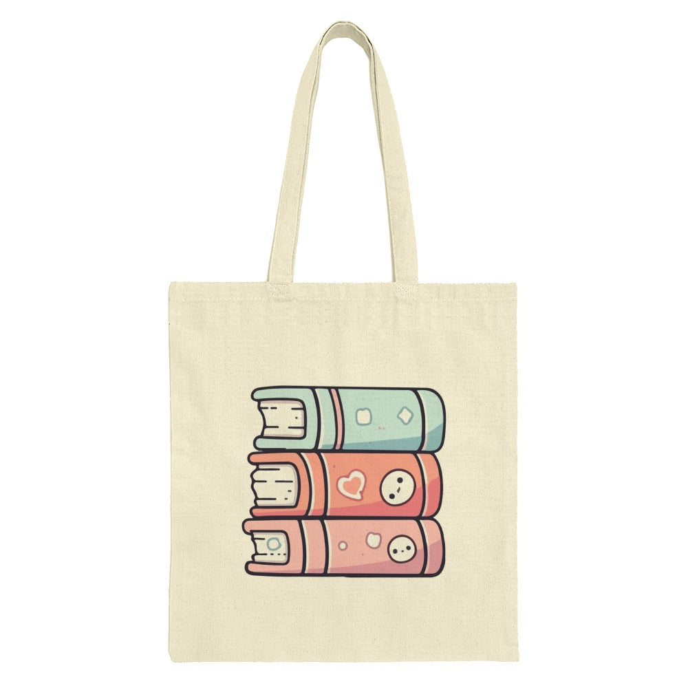 Cute Books Tote Bag, Book Lover Gift, Kawaii Book Stack, Aesthetic Tote, Reading Tote, Back to School Bag, Library Tote, Student Gift - Tawshia