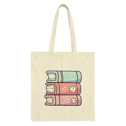 Cute Books Tote Bag, Book Lover Gift, Kawaii Book Stack, Aesthetic Tote, Reading Tote, Back to School Bag, Library Tote, Student Gift - Tawshia