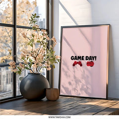 Game Day Wall Art, Gaming Room Decor, Gamer Gift, Video Game Art, Console Art, Play Station Art, Red Console Print - Tawshia