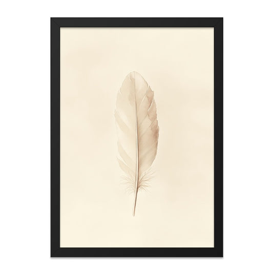 Feather Wall Art, Beige Feather Print, Minimalist Wall Decor, Simple Nature Art, Neutral Tone Artwork, Boho Wall Art, Feather Illustration - Tawshia