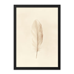 Feather Wall Art, Beige Feather Print, Minimalist Wall Decor, Simple Nature Art, Neutral Tone Artwork, Boho Wall Art, Feather Illustration - Tawshia