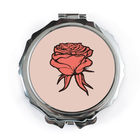 Rose Pocket Mirror, Floral Compact Mirror, Elegant Makeup Mirror, Bridesmaid Gift, Pocket Mirror For Purse, Beautiful Rose Art - Tawshia