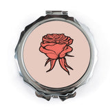 Rose Pocket Mirror, Floral Compact Mirror, Elegant Makeup Mirror, Bridesmaid Gift, Pocket Mirror For Purse, Beautiful Rose Art - Tawshia