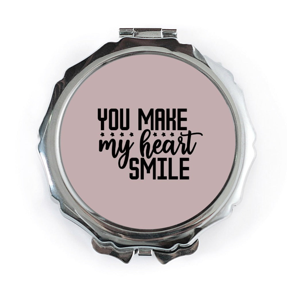 You Make My Heart Smile Pocket Mirror, Cute Pocket Mirror, Inspirational Mirror, Gift for Her, Makeup Mirror, Travel Mirror - Tawshia