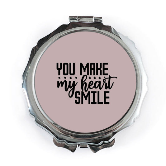 You Make My Heart Smile Pocket Mirror, Cute Pocket Mirror, Inspirational Mirror, Gift for Her, Makeup Mirror, Travel Mirror - Tawshia