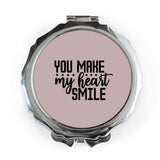 You Make My Heart Smile Pocket Mirror, Cute Pocket Mirror, Inspirational Mirror, Gift for Her, Makeup Mirror, Travel Mirror - Tawshia