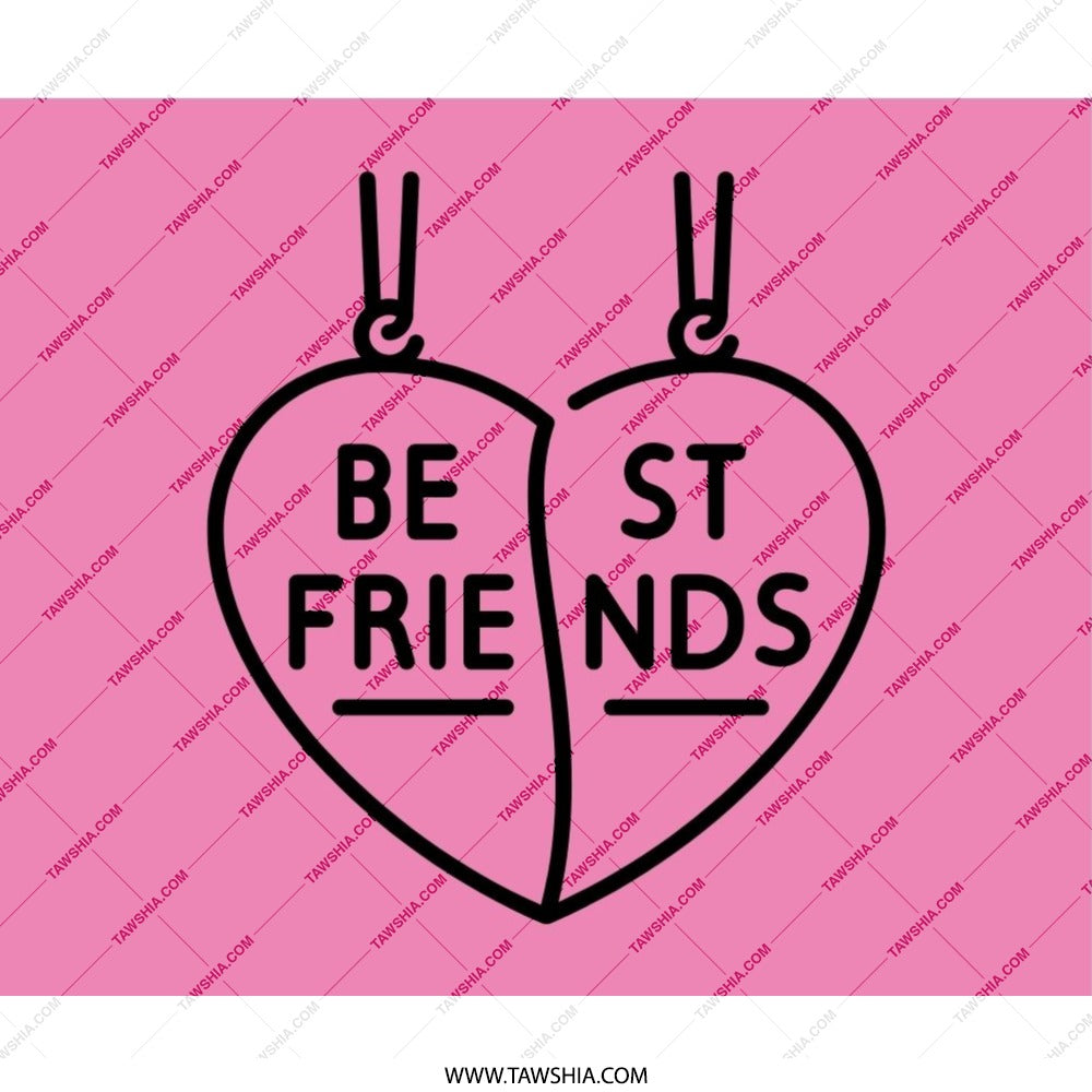 Best Friends Mouse Pad, Heart Necklace Mousepad, BFF Desk Decor, Cute Pink Mousepad, Matching Bestie Gift, Friendship Gift Mouse Pad - Tawshia