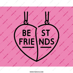 Best Friends Mouse Pad, Heart Necklace Mousepad, BFF Desk Decor, Cute Pink Mousepad, Matching Bestie Gift, Friendship Gift Mouse Pad - Tawshia
