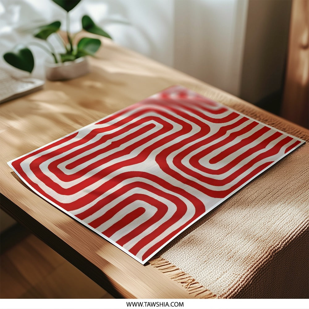 Red and White Pattern Photographic Print, Abstract Art Print, Contemporary Wall Decor, Unique Home Accent, Stylish Print, Gallery Wall Art - Tawshia