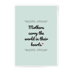 Mothers Day Photographic Prints, Mothers Carry World Quote, Mom Heart Decor, Gift For Mother, Mom Appreciation Present, Love You Mom Art - Tawshia