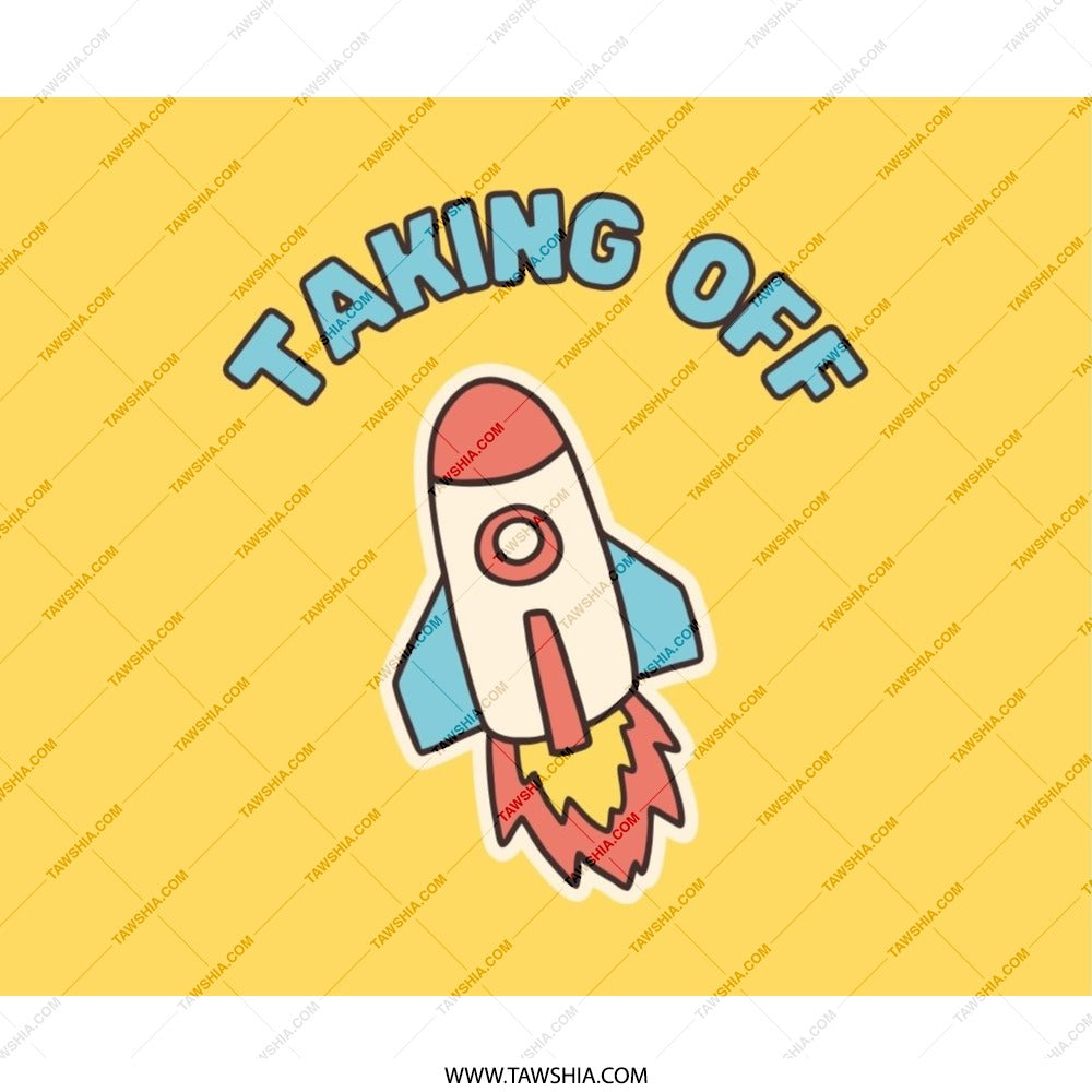 Taking Off Rocket Mouse Pad, Cute Yellow Desk Accessory, Space Theme, Gift for Students, Gamers, Home Office Decor, Work From Home Gift - Tawshia