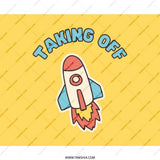 Taking Off Rocket Mouse Pad, Cute Yellow Desk Accessory, Space Theme, Gift for Students, Gamers, Home Office Decor, Work From Home Gift - Tawshia