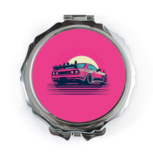 Pink Skyline Pocket Mirror, JDM Car Design, Compact Mirror, Aesthetic Mirror, Gift for Car Lover, Makeup Mirror, Travel Mirror - Tawshia
