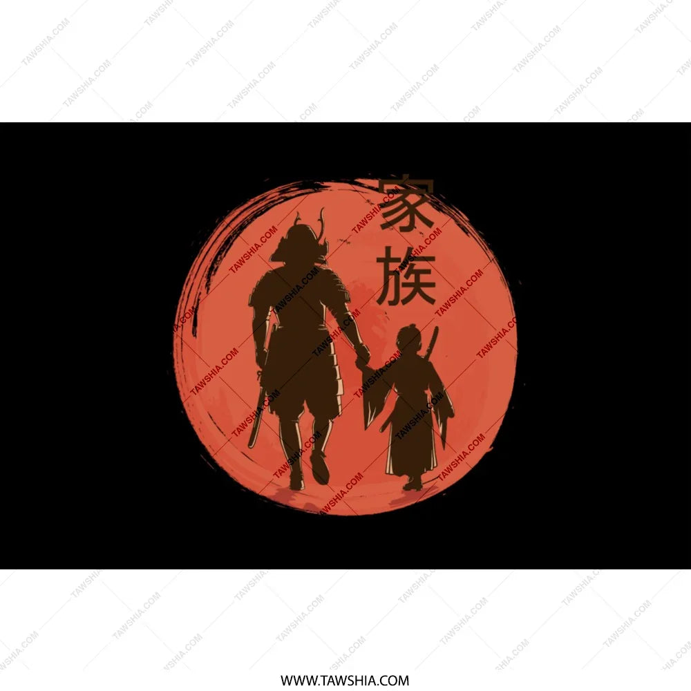 Samurai Family in Red Circle Design Unique Product