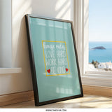 House Rules Wall Art, Love Hard Print, Family Home Decor, Inspirational Quote, Be Kind Poster, Modern Art, Framed Art - Tawshia