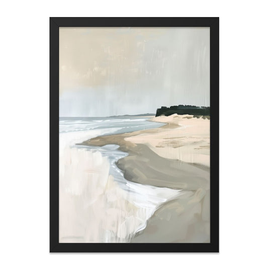 Coastal Beach Wall Art, Neutral Beach Painting, Abstract Seascape Print, Ocean Scene Home Decor, Calming Beach Scenery, Sandy Shore Artwork - Tawshia