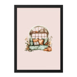 Cozy Reading Nook Wall Art, Fall Decor Print, Pumpkin Window Seat, Autumn Aesthetic, Book Lover Gift, Warm Home Art, Home Decor - Tawshia