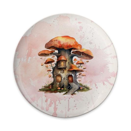 Mushroom House Pinback, Fantasy Cottage Core Button, Fairy Tale Pin, Whimsical Forest, Mushroomcore, Unique Pinback Gift, Aesthetic Button - Tawshia