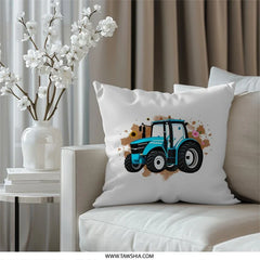 Blue Tractor Pillow, Farmhouse Decor Pillow, Tractor Design Pillow, Kids Room Decor Pillow, Agriculture Lover Gift, Tractor Art Pillow - Tawshia