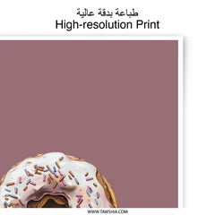 Donut Photographic Print, Food Art Print, Bakery Decor, Kitchen Wall Art, Dessert Photography, Sprinkles Donut Photo, Yummy Treat Print - Tawshia