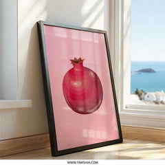 Pomegranate Wall Art, Fruit Print, Kitchen Decor, Red Fruit Art, Modern Home Decor, Minimalist Art, Food Illustration, Wall Decor Print - Tawshia