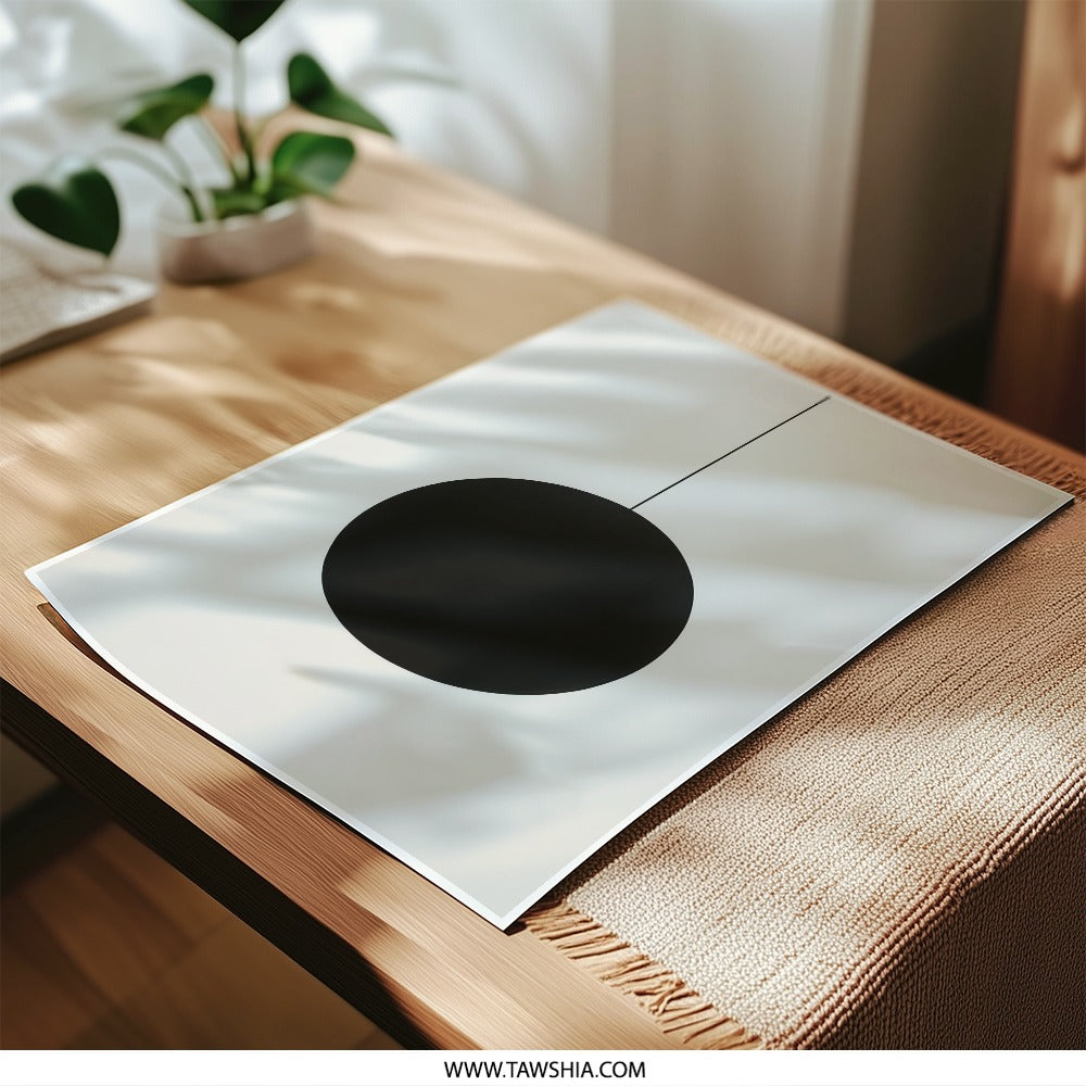 Black Circle Photographic Print, Minimalist Art, Modern Wall Decor, Geometric Design, Simple Art Print, Home Decor, Office Art - Tawshia