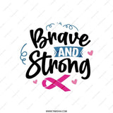 Brave and Strong Pillow, Cancer Awareness Throw Pillow, Breast Cancer Ribbon Art, Inspirational Pillow, Decorative Couch Pillow - Tawshia