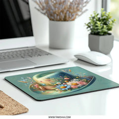 Floral Hat MousePad, Butterfly Mouse Pad, Flower Garden Mouse Mat, Cute Desk Accessories, Decorative Computer Mouse Pad - Tawshia