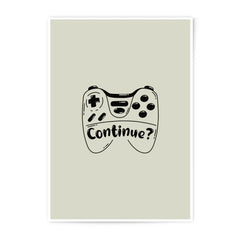 Gamer Photographic Prints, Continue Question, Video Game Art, Controller Illustration, Gaming Wall Art, Hand Drawn Design - Tawshia