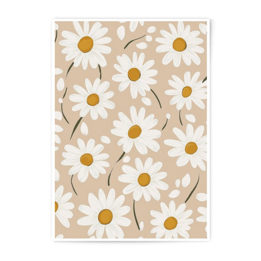 Daisy Photographic Print, Floral Art Print, Flower Wall Art, Botanical Print, Beige Aesthetic Decor, Modern Home Decor, Nature Inspired Art - Tawshia