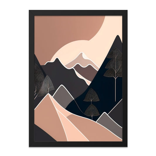 Abstract Mountain Wall Art, Geometric Landscape Print, Modern Nature Scenery, Neutral Color Palette, Home Decor - Tawshia