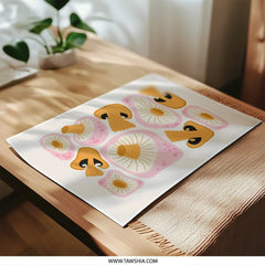 Mushroom Photographic Print, Retro Kitchen Decor, Botanical Wall Art, Food Illustration Print, Modern Mushroom Art, Kitchen Art Print - Tawshia