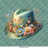 Floral Hat Pinback Button, Cute Hat Button, Colorful Flowers Button, Hat with Flowers Pin, Unique Button, Gift for Friend - Tawshia