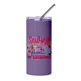 Sewing is My Superpower Tumbler, Cute Sewing Machine Tumbler, Floral Tumbler, Gift for Sewer, Sewing Lover Gift, Sewing Tumbler Cup - Tawshia