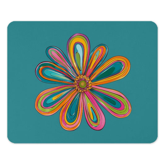 Retro Flower Mouse Pad, Groovy Floral Print, Colorful Desk Accessory, 70s Style Decor, Fun Office Gift, Trendy Computer Mat - Tawshia