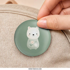 Cute Bear Pinback Button, Floral Bear Button, Animal Button, Pastel Button, Kawaii Pin Button, Trendy Badge, Aesthetic Pin, Gift for Friends - Tawshia
