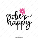 Be Happy Tote Bag, Floral Design, Motivational Tote, Everyday Tote, Trendy Canvas Bag, Positive Vibes, Gift for Her, Cute Reusable Bag - Tawshia