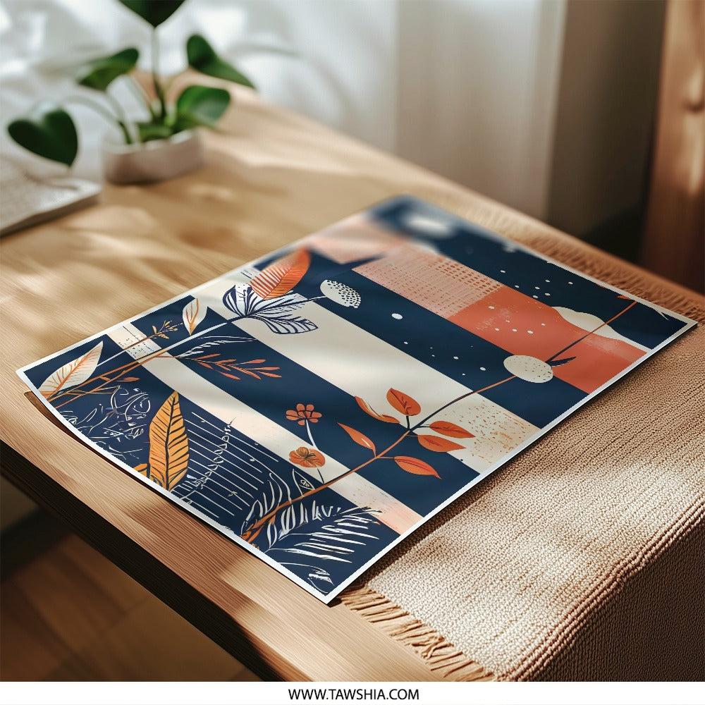 Floral Photographic Print, Abstract Botanical Art, Orange and Blue Wall Decor, Modern Art Print, Home Decor, Unique Gift Idea - Tawshia