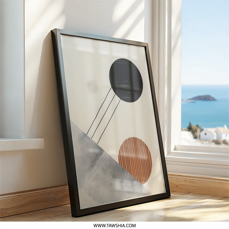 Abstract Geometric Wall Art, Modern Minimalist Print, Circle and Line Art, Contemporary Home Decor, Unique Wall Decor - Tawshia