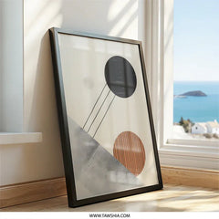 Abstract Geometric Wall Art, Modern Minimalist Print, Circle and Line Art, Contemporary Home Decor, Unique Wall Decor - Tawshia