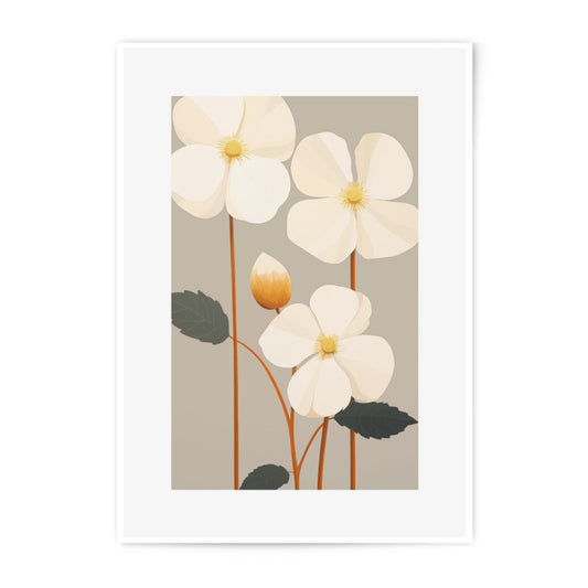 White Anemone Photographic Print, Floral Wall Art, Botanical Photo, Flower Photography, Elegant Home Decor, Nature Inspired Art Print - Tawshia