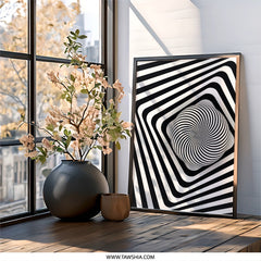 Optical Illusion Wall Art, Modern Art Print, Abstract Home Decor, Black and White Art, Geometric Design, Hypnotic Art - Tawshia