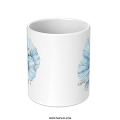 Blue Poppy Mug, Floral Mug, Pearl Accent, Elegant Coffee Cup, Flower Mug, Gift Idea, Stylish Mug, Unique Design, Decorative Mug, Art Mug - Tawshia