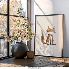 Fox Wall Art Print, Cute Animal Wall Decor, Nursery Art, Kids Room Decor, Playroom Art, Scandinavian Style Art - Tawshia