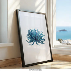 Teal Flower Wall Art, Floral Print, Botanical Decor, Modern Wall Decor, Living Room Art, Unique Art Print, Contemporary Home Decor - Tawshia