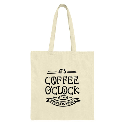 Coffee OClock Tote Bag, Funny Quote Bag, Coffee Lover Gift, Novelty Tote, Cute Everyday Bag, Reusable Shopping Bag, Gift for Her - Tawshia