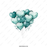 Heart Balloons Pillow, Watercolor Pillow, Love Balloons Pillow, Teal Heart Pillow, Anniversary Gift, Valentine Pillow - Tawshia